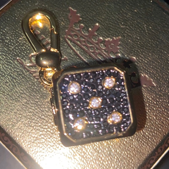RARE! Y2K JUICY COUTURE PAVE BLACK DICE CHARM SWAROVSKI CRYSTALS BLING - Picture 3 of 9